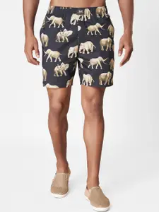 Macroman M-Series Men Conversational Printed Mid-Rise Slip On Pure Cotton Shorts
