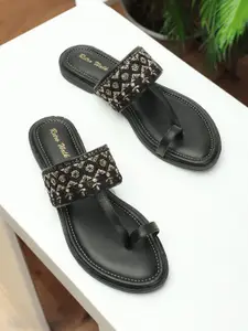 Retro Walk Embellished One Toe Flats
