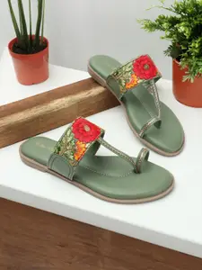 Retro Walk Embellished One Toe Flats