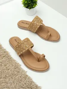 Retro Walk Embellished One Toe Flats