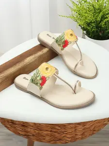 Retro Walk Embellished One Toe Flats