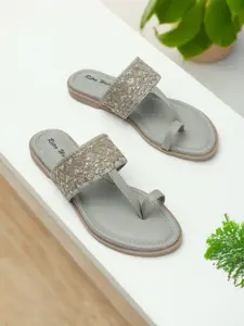 Retro Walk Embellished One Toe Flats