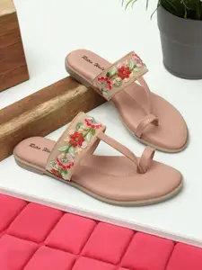 Retro Walk Embellished One Toe Flats