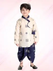 BAESD Boys Ethnic Motifs Printed Regular Pure Cotton Kurta with Dhoti Pants