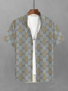 BULLMER Men Grey Straight Printed Casual Shirt