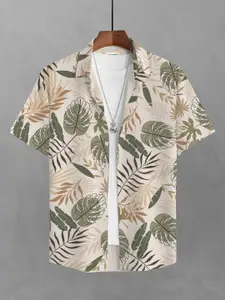 BULLMER Men Sea Green Floral Printed Casual Shirt