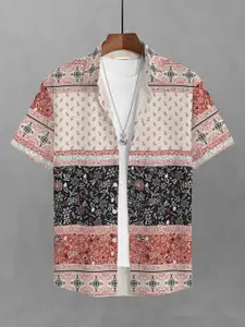 BULLMER Men Orange Straight Printed Casual Shirt