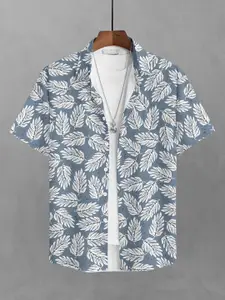 BULLMER Men Silver-Toned Floral Printed Casual Shirt