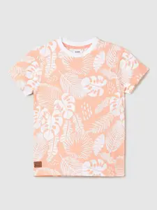 max Boys Floral Printed Pure Cotton T-shirt