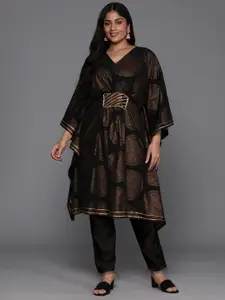 A PLUS BY AHALYAA Plus Size Ethnic Print Flared Sleeves Kaftan Dress