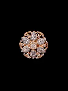 Mirana Gold Plated CZ Studded Floral Shaped Ring