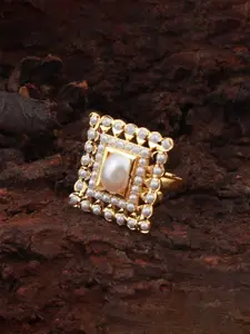 Mirana Gold-Plated Pearl-Beaded Finger Ring