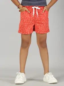 KiddoPanti Girls Floral Printed Regular Shorts