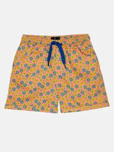 KiddoPanti Girls Floral Printed Regular Shorts