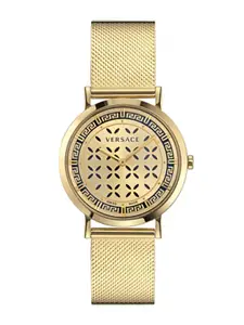 Versace Women Dial & Gold Toned Stainless Steel Straps Analogue Watch VE3M01223