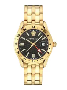 Versace Men Dial & Gold Toned Stainless Steel Straps Analogue Watch VE7C00723