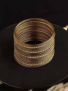 ATIBELLE Set Of 22 Gold Plated AD Stone Studded Bangles