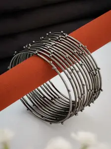 ATIBELLE Set of 12 Silver Plated & Textured Bangles