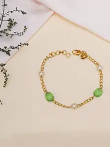 Ruby Raang Girls Gold-Plated Stones Studded Link Bracelet