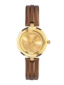 Versace Women Dial & Brown Leather Straps Analogue Watch VEZ400221
