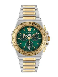 Versace Men Textured Dial & Stainless Steel Straps Chronograph Analogue Watch VE7H00523