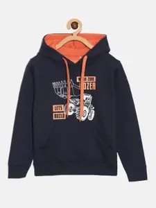 DIXCY SCOTT Boys Graphic Printed Hooded Front-Open Sweatshirt