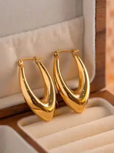 KRYSTALZ Gold-Toned Contemporary Hoop Earrings