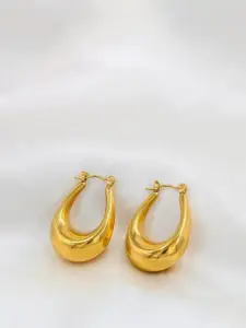 KRYSTALZ Gold-Plated Contemporary Hoop Earrings