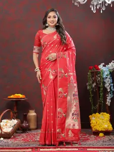 NIWAA Woven Design Zari Silk Blend Paithani Saree