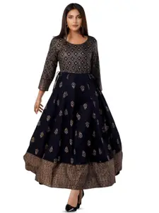 BAESD Ethnic Motif Printed Fit and Flare Maxi Dress