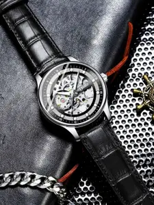 DIOLLO Men Skeleton Dial & Leather Straps Analogue Automatic Motion Powered Watch DIO21