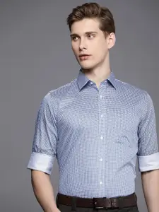 Raymond Pure Cotton Slim Fit Opaque Geometric Printed Formal Shirt