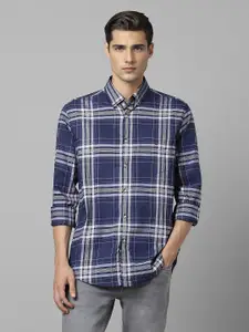 Louis Philippe Sport Men Navy Blue Slim Fit Checked Casual Shirt