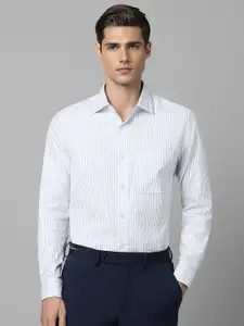 Louis Philippe Men White Striped Formal Shirt
