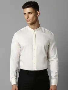 Louis Philippe Slim Fit Opaque Mandarin Collar Formal Shirt