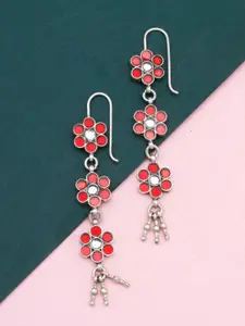 SANGEETA BOOCHRA Sterling Silver Cubic Zirconia-Studded Floral Drop Earrings
