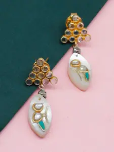 SANGEETA BOOCHRA Sterling Silver Kundan-Studded Contemporary Drop Earrings