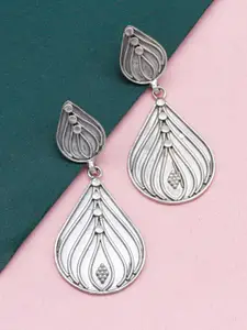 SANGEETA BOOCHRA Sterling Silver Oxidised Contemporary Drop Earrings