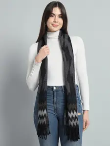 HANDICRAFT PALACE Abstract Printed Tasselled Reversible Woven Wool Scarf