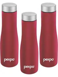 Pexpo MONACO 3pc Fridge Water Bottle 970ml Single wall Red Stainless Steel