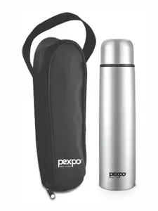Pexpo Flippro Silver Double wall Thermosteel Hot & Cold flask Insulated Water Bottle 730ml
