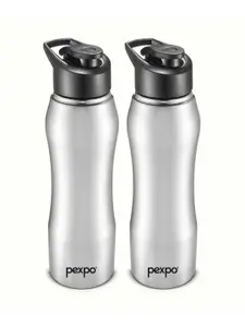 Pexpo Silver Toned 2 Pieces Stainless Steel Water Bottle 1 Ltr