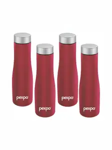 Pexpo MONACO Set of 4 Fridge Water Bottle Single wall Crimson Red Stainless Steel 970 ml