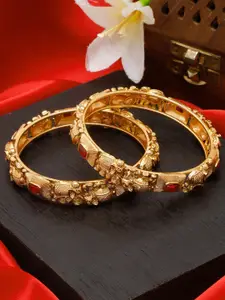 YouBella Set of 2 Gold-Plated Stones Studded Traditional Bangles