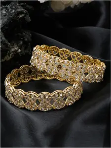 YouBella Set Of 2 Gold-Plated Stone Studded Bangles