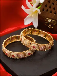 YouBella Set of 2 Gold-Plated Stones Studded Traditional Bangles