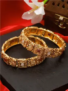 YouBella Set of 2 Gold-Plated Stones Studded Bangles