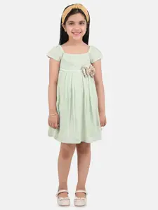 One Friday Girl's Square Neck Short Sleeves A-line Dress