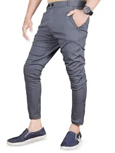 BAESD Men Mid-Rise Smart Skinny Fit Trousers