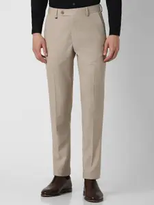 Van Heusen Men Slim Fit Mid-Rise Checked Trousers